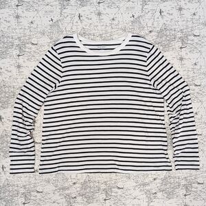Old Navy EveryWear Black & White Striped Crewneck Long Sleeve Tee Size Large